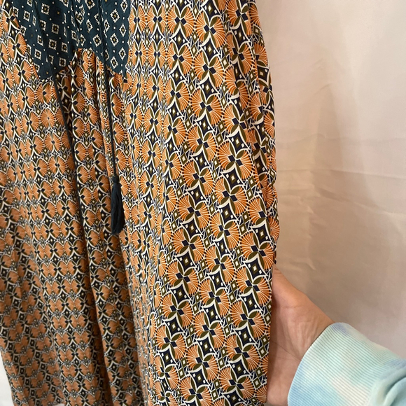 Women's Suzanne Betro Boho Festival Dress 1X Orange Teal - Picture 4 of 6